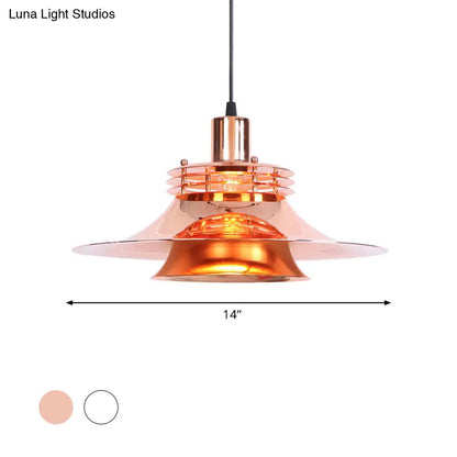 Metallic Flared Pendant Lamp: 1-Light Industrial Indoor Lighting for Dining Room