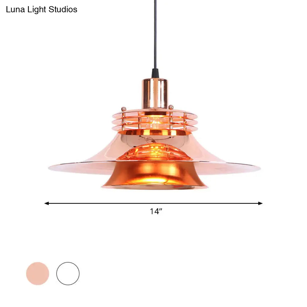 Metallic Flared Pendant Lamp: 1-Light Industrial Indoor Lighting for Dining Room