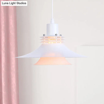 Metallic Flared Pendant Lamp: 1-Light Industrial Indoor Lighting for Dining Room