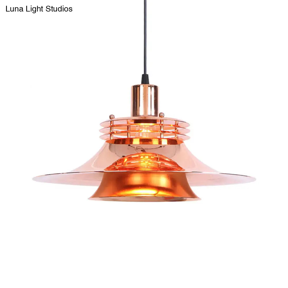 Metallic Flared Pendant Lamp: 1-Light Industrial Indoor Lighting for Dining Room