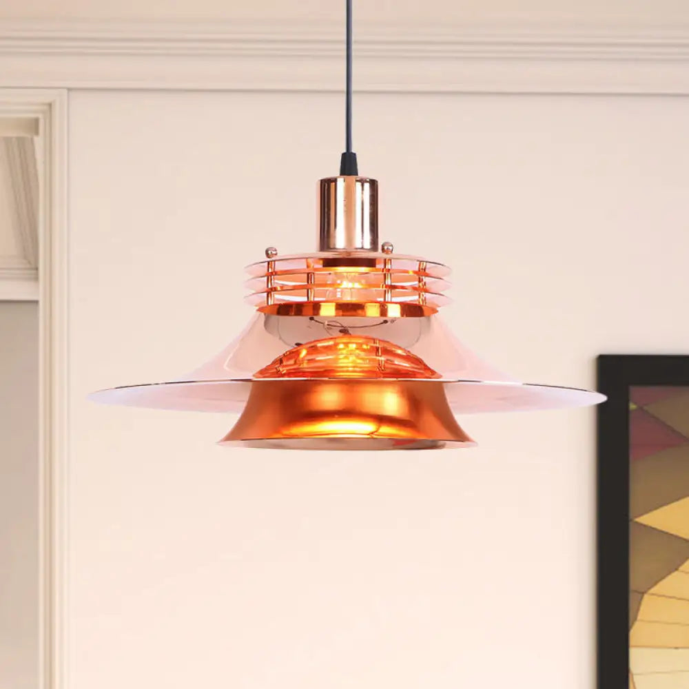 Metallic Flared Pendant Lamp: 1-Light Industrial Indoor Lighting for Dining Room