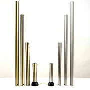 Set of metallic gold and silver poles with black bases for ceiling fan remote control bedroom extension