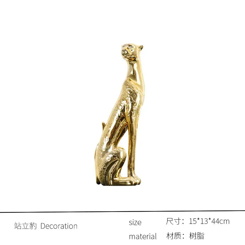 Golden resin leopard sculpture with detailed textured surface by decorbites ideal for living room decorbites leopard resin