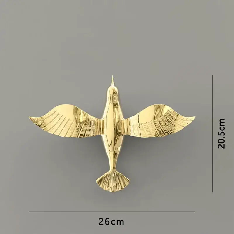 Metallic gold pigeon wall decor with detailed wing and tail feathers living room dove statue metal ornament