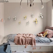 Silver and gold metallic pigeon wall decals for living room featuring elegant dove statue design ornaments