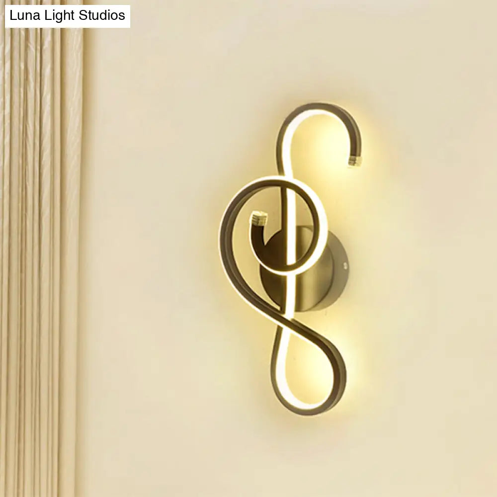 DecorBites™ DecorBites™ Metallic Hourglass/Music Note LED Wall Mount Light Fixture in Minimalist Black/White for Office - Warm/White Light