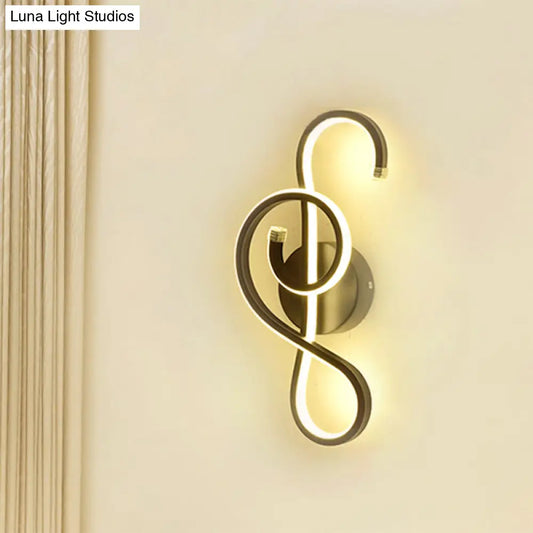 DecorBites™ DecorBites™ Metallic Hourglass/Music Note LED Wall Mount Light Fixture in Minimalist Black/White for Office - Warm/White Light