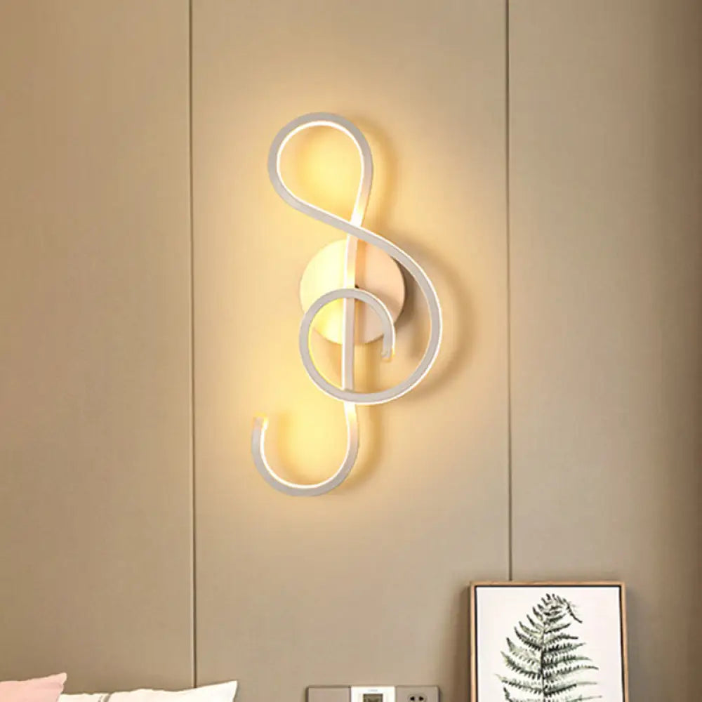 DecorBites™ DecorBites™ Metallic Hourglass/Music Note LED Wall Mount Light Fixture in Minimalist Black/White for Office - Warm/White Light