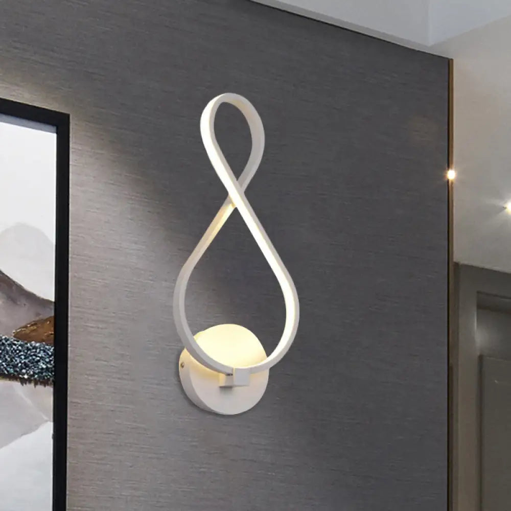DecorBites™ DecorBites™ Metallic Hourglass/Music Note LED Wall Mount Light Fixture in Minimalist Black/White for Office - Warm/White Light