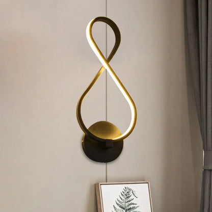 DecorBites™ DecorBites™ Metallic Hourglass/Music Note LED Wall Mount Light Fixture in Minimalist Black/White for Office - Warm/White Light