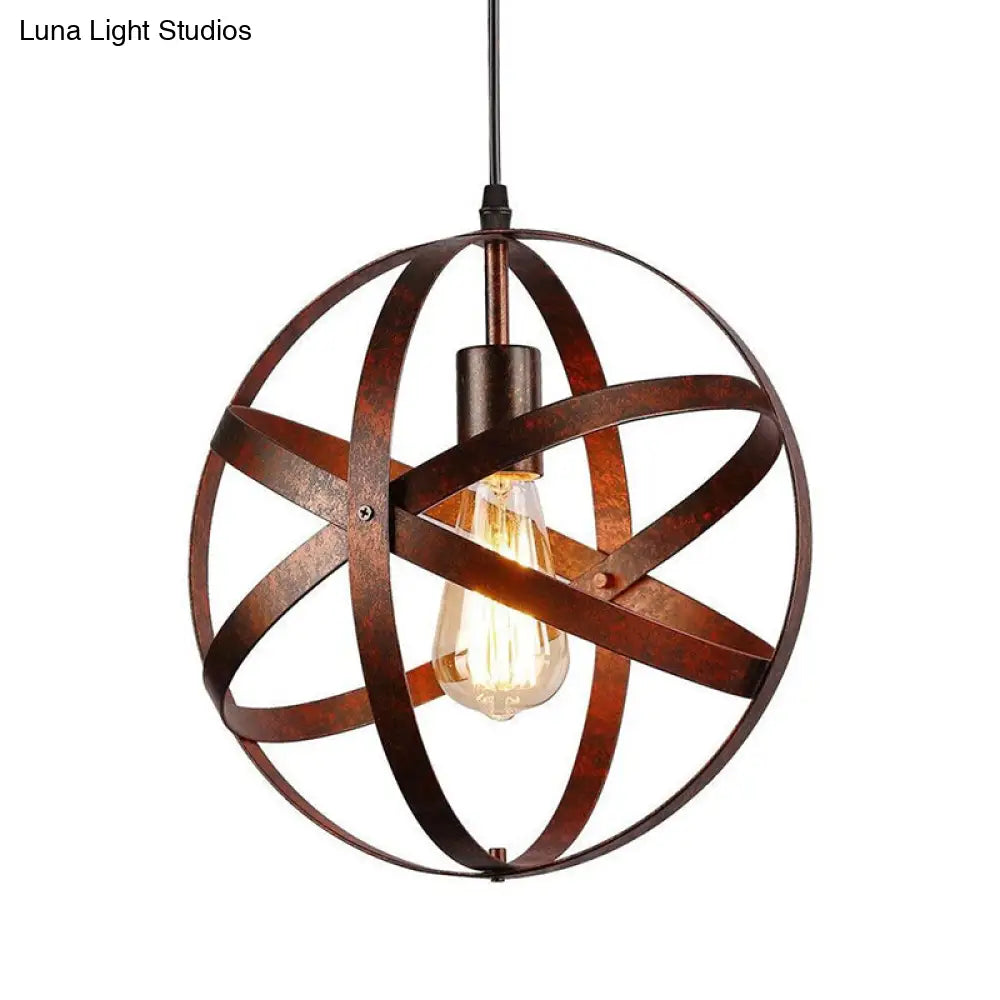 Metallic Interlocking Ring Pendant Lamp with Industrial Style – 1 Head Dining Room Down Lighting in Black/Rust/Silver