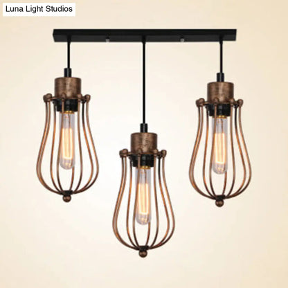 Metallic Loft Style Farmhouse Pendant Light with Bulb Cage Shade in Bronze