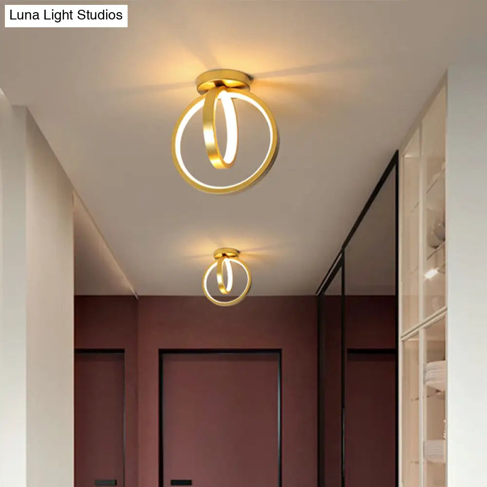 DecorBites™ DecorBites™ Metallic Minimalist LED Ceiling Flush Light - Circle Foyer Semi Flush Mount Lighting