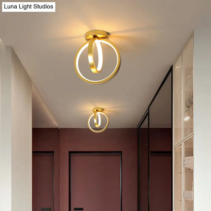 DecorBites™ DecorBites™ Metallic Minimalist LED Ceiling Flush Light - Circle Foyer Semi Flush Mount Lighting