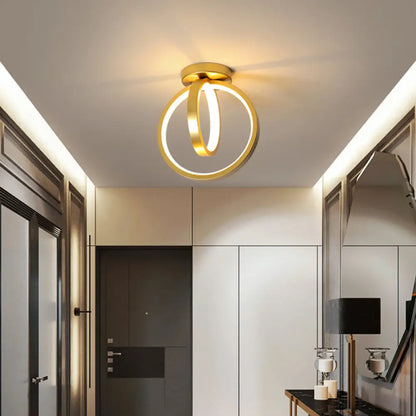 DecorBites™ DecorBites™ Metallic Minimalist LED Ceiling Flush Light - Circle Foyer Semi Flush Mount Lighting