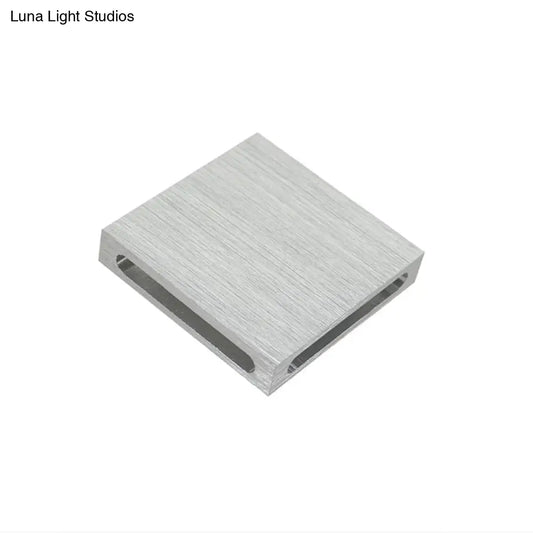 DecorBites™ DecorBites™ Metallic Modernist LED Square Foyer Wall Sconce Light in Silver with Colorful LED Options
