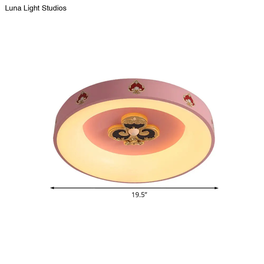 DecorBites™ DecorBites™ Metallic Pink LED Flushmount Ceiling Light for Girls' Bedroom