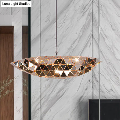 Metallic Polyhedron Pendant Light - Modern Hanging Lamp for Dining Table - 1 Light