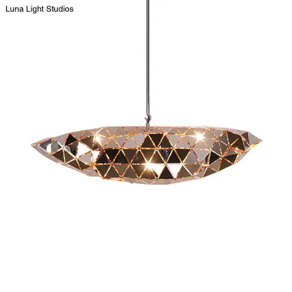 Metallic Polyhedron Pendant Light - Modern Hanging Lamp for Dining Table - 1 Light