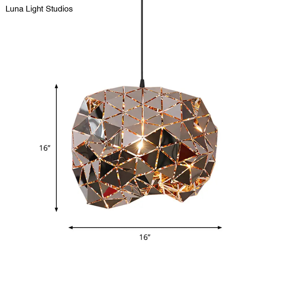 Metallic Polyhedron Pendant Light - Modern Hanging Lamp for Dining Table - 1 Light