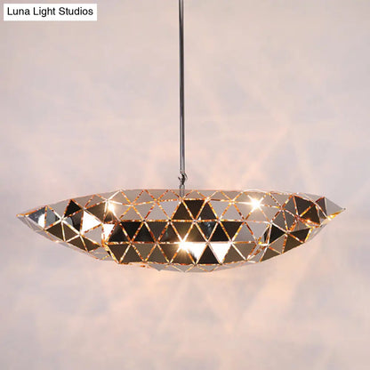 Metallic Polyhedron Pendant Light - Modern Hanging Lamp for Dining Table - 1 Light