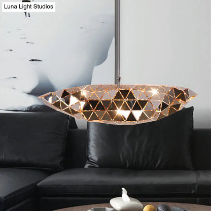 Metallic Polyhedron Pendant Light - Modern Hanging Lamp for Dining Table - 1 Light