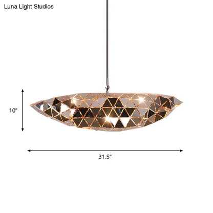 Metallic Polyhedron Pendant Light - Modern Hanging Lamp for Dining Table - 1 Light