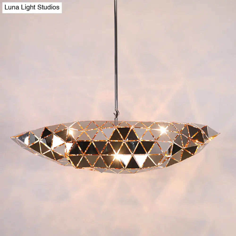 Metallic Polyhedron Pendant Light - Modern Hanging Lamp for Dining Table - 1 Light