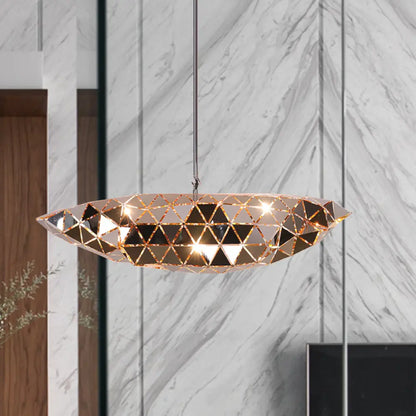 Metallic Polyhedron Pendant Light - Modern Hanging Lamp for Dining Table - 1 Light