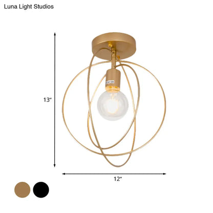 DecorBites™ DecorBites™ Metallic Rings Semi Flush Light - Retro Stylish Corridor Lighting (Black/Gold)