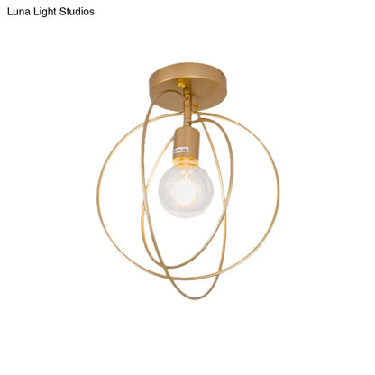 DecorBites™ DecorBites™ Metallic Rings Semi Flush Light - Retro Stylish Corridor Lighting (Black/Gold)