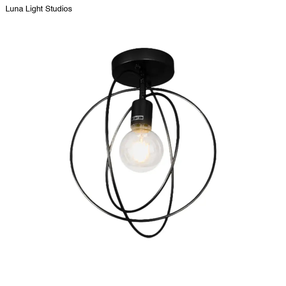 DecorBites™ DecorBites™ Metallic Rings Semi Flush Light - Retro Stylish Corridor Lighting (Black/Gold)