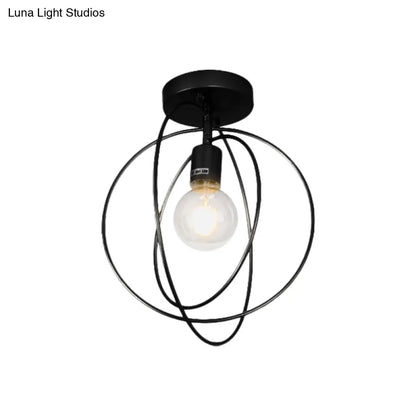 DecorBites™ DecorBites™ Metallic Rings Semi Flush Light - Retro Stylish Corridor Lighting (Black/Gold)