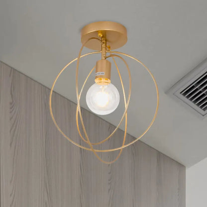 DecorBites™ DecorBites™ Metallic Rings Semi Flush Light - Retro Stylish Corridor Lighting (Black/Gold)