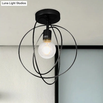 DecorBites™ DecorBites™ Metallic Rings Semi Flush Light - Retro Stylish Corridor Lighting (Black/Gold)