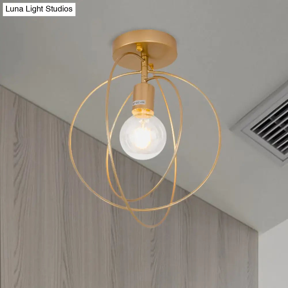 DecorBites™ DecorBites™ Metallic Rings Semi Flush Light - Retro Stylish Corridor Lighting (Black/Gold)