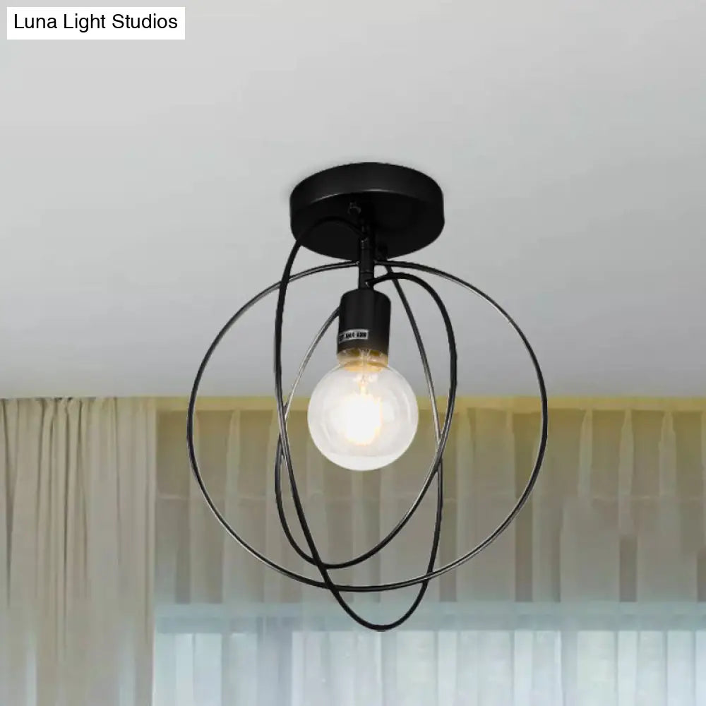 DecorBites™ DecorBites™ Metallic Rings Semi Flush Light - Retro Stylish Corridor Lighting (Black/Gold)