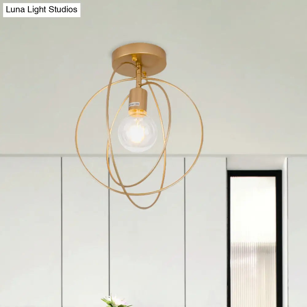 DecorBites™ DecorBites™ Metallic Rings Semi Flush Light - Retro Stylish Corridor Lighting (Black/Gold)