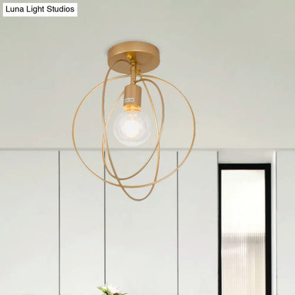 DecorBites™ DecorBites™ Metallic Rings Semi Flush Light - Retro Stylish Corridor Lighting (Black/Gold)