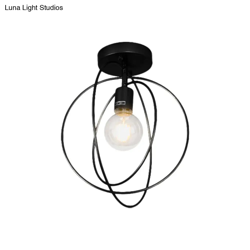 DecorBites™ DecorBites™ Metallic Rings Semi Flush Light - Retro Stylish Corridor Lighting (Black/Gold)