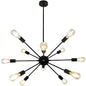 Metallic Sunburst Industrial Pendant Light with Bare Bulbs