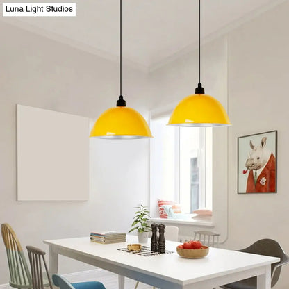 Metallic Suspension Pendant Light: Bowl-Shaped Design for Dining Room