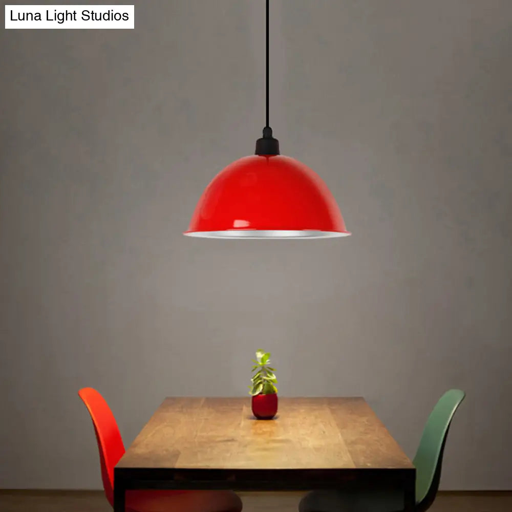 Metallic Suspension Pendant Light: Bowl-Shaped Design for Dining Room