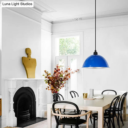 Metallic Suspension Pendant Light: Bowl-Shaped Design for Dining Room