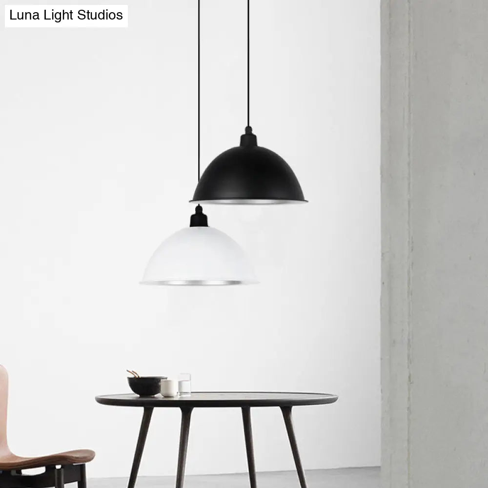 Metallic Suspension Pendant Light: Bowl-Shaped Design for Dining Room