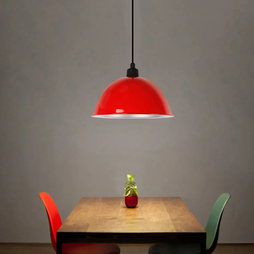 Metallic Suspension Pendant Light: Bowl-Shaped Design for Dining Room