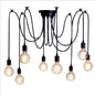 Metallic Swag Pendant Chandelier with Exposed Industrial Bulbs for Living Room in Black