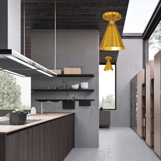 DecorBites™ DecorBites™ Metallic Vintage Style Rust/Copper Semi Flush Light Fixture - 1 Light Tapered Indoor Design