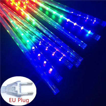 Meteor Shower LED String Lights for Outdoor Decor - EU Plug - Multicolor / 30cm -8 tubes
