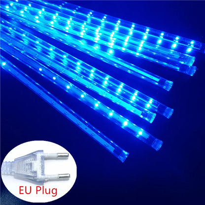 Meteor Shower LED String Lights for Outdoor Decor - EU Plug - Blue / 50cm -8 tubes